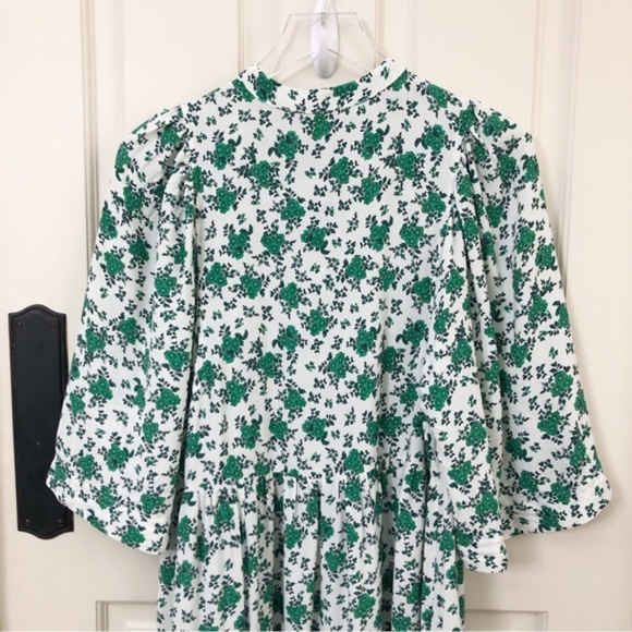 Zara | Cottagecore Green White Floral Tiered Maxi Dress XS - Picture 10 of 16